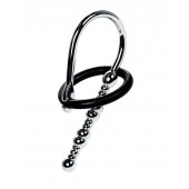 Серебристый уретральный плаг-бусины TOYFA Metal с мягким фиксириющим кольцом - ToyFa - купить с доставкой в Ессентуках