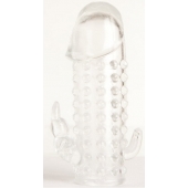 Гелевая прозрачная насадка с 2 отростками - 13 см. - Toyfa Basic - в Ессентуках купить с доставкой