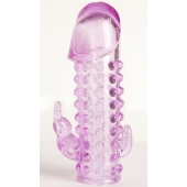 Закрытая фиолетовая насадка с 2 отростками - 13 см. - Toyfa Basic - в Ессентуках купить с доставкой