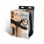 Чёрный полый страпон с вибрацией Unisex Vibrating Hollow Strap-On - 14 см. - Lux Fetish - купить с доставкой в Ессентуках
