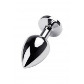 Серебристая коническая анальная пробка с красным кристаллом - 8 см. - ToyFa - купить с доставкой в Ессентуках