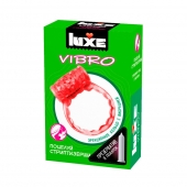 Розовое эрекционное виброкольцо Luxe VIBRO  Поцелуй стриптизёрши  + презерватив - Luxe - в Ессентуках купить с доставкой