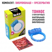Голубое эрекционное виброкольцо Luxe VIBRO  Райская птица  + презерватив - Luxe - в Ессентуках купить с доставкой