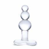 Прозрачная анальная пробка-елочка с 3 шариками Butt Plug with Tapere Base - 11 см. - Glas