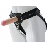 Черный пояс-трусики с насадкой  Гламур Dana  - 15,5 см. - LOVETOY (А-Полимер) - купить с доставкой в Ессентуках
