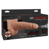 Телесный полый страпон с имитацией эякуляции 7.5  Hollow Squirting Strap-On with Balls Flesh - 21,6 см. - Pipedream - купить с доставкой в Ессентуках