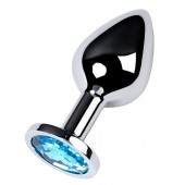 Серебристая конусовидная анальная пробка с голубым кристаллом - 8 см. - ToyFa - купить с доставкой в Ессентуках