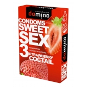 Презервативы для орального секса DOMINO Sweet Sex с ароматом клубничного коктейля  - 3 шт. - Domino - купить с доставкой в Ессентуках