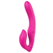 Ярко-розовый безремневой страпон REMOTE DOUBLE DIPPER - 22 см. - Dream Toys - купить с доставкой в Ессентуках