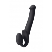 Черный безремневой страпон Silicone Bendable Strap-On M - Strap-on-me - купить с доставкой в Ессентуках