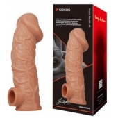 Телесная насадка на фаллос с отверстием для мошонки EXTREME SLEEVE - 17,6 см. - KOKOS - в Ессентуках купить с доставкой