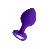 Фиолетовая анальная втулка Diamond Heart с прозрачным кристаллом - 8 см. - ToyFa - купить с доставкой в Ессентуках