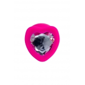 Розовая анальная втулка Diamond Heart с прозрачным кристаллом - 9,5 см. - ToyFa - купить с доставкой в Ессентуках