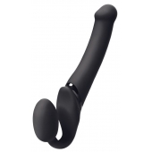 Черный безремневой вибрострапон Silicone Bendable Strap-On M - Strap-on-me - купить с доставкой в Ессентуках
