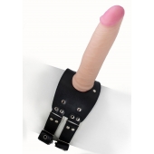 Черный узкий пояс на бедро с телесной насадкой - LOVETOY (А-Полимер) - купить с доставкой в Ессентуках