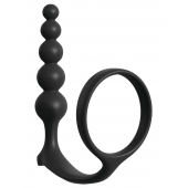 Черная анальная цепочка с эрекционным кольцом Ass-gasm Cockring Anal Beads - Pipedream - в Ессентуках купить с доставкой
