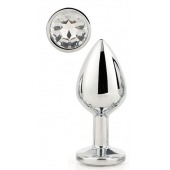 Серебристая анальная втулка с прозрачным кристаллом - 7,1 см. - Dream Toys - купить с доставкой в Ессентуках