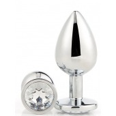 Серебристая анальная втулка с прозрачным кристаллом - 7,1 см. - Dream Toys - купить с доставкой в Ессентуках