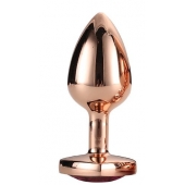 Золотистая анальная втулка с кристаллом-сердечком розового цвета - 7,1 см. - Dream Toys - купить с доставкой в Ессентуках