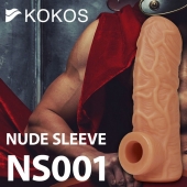 Телесная открытая насадка-реалистик с подхватом мошонки Nude Sleeve M - 12 см. - KOKOS - в Ессентуках купить с доставкой