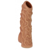 Телесная насадка с венками и открытой головкой Nude Sleeve M - 12 см. - KOKOS - в Ессентуках купить с доставкой