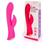 Ярко-розовый вибромассажер-кролик 5  Silicone Ripple Passion - 19,1 см. - Erokay