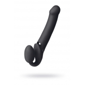 Черный безремневой вибрострапон Vibrating Bendable Strap-On L - Strap-on-me - купить с доставкой в Ессентуках