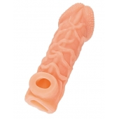 Телесная закрытая насадка с венками Cock Sleeve Size S - 13,8 см. - KOKOS - в Ессентуках купить с доставкой