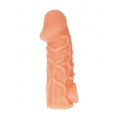 Телесная закрытая насадка с венками Cock Sleeve Size M - 15,6 см. - KOKOS - в Ессентуках купить с доставкой