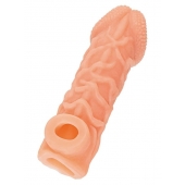 Телесная закрытая насадка с венками Cock Sleeve Size M - 15,6 см. - KOKOS - в Ессентуках купить с доставкой