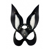 Черная маска зайки с белым мехом на ушках Miss Bunny - БДСМ Арсенал - купить с доставкой в Ессентуках