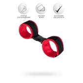 Красно-черные велюровые наручники Anonymo - ToyFa - купить с доставкой в Ессентуках