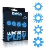 Набор из 4 голубых, светящихся в темноте эрекционных колец Lumino Play - Lovetoy - в Ессентуках купить с доставкой