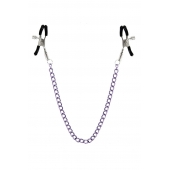 Зажимы для сосков с фиолетовой цепочкой Sweet Caress Nipple Chain - Sweet Caress - купить с доставкой в Ессентуках
