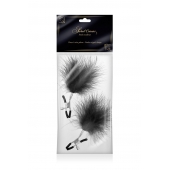 Зажимы на соски с черными пуховыми кисточками Sweet Caress Feather Nipple Clumps - Sweet Caress - купить с доставкой в Ессентуках