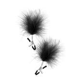 Зажимы на соски с черными пуховыми кисточками Sweet Caress Feather Nipple Clumps - Sweet Caress - купить с доставкой в Ессентуках
