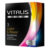 Цветные ароматизированные презервативы VITALIS PREMIUM color   flavor - 3 шт. - Vitalis - купить с доставкой в Ессентуках