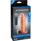 Телесная вибронасадка с кольцом  Vibrating Real Feel 1 Extension - 14 см. - Pipedream - в Ессентуках купить с доставкой