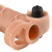Телесная вибронасадка с кольцом Vibrating Real Feel 2 Extension - 16 см. - Pipedream - в Ессентуках купить с доставкой