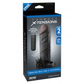 Чёрная вибронасадка с кольцом Vibrating Real Feel 2 Extension - 16 см. - Pipedream - в Ессентуках купить с доставкой