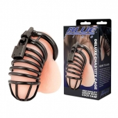 Черная металлическая клетка с замком Deluxe Chastity Cage - BlueLine - купить с доставкой в Ессентуках