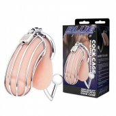 Серебристая металлическая клетка с анальным стимулятором Cock Cage - BlueLine - купить с доставкой в Ессентуках