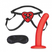 Красный поясной фаллоимитатор Red Heart Strap on Harness   5in Dildo Set - 12,25 см. - Lux Fetish - купить с доставкой в Ессентуках