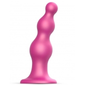 Розовая насадка Strap-On-Me Dildo Plug Beads size S - Strap-on-me - купить с доставкой в Ессентуках