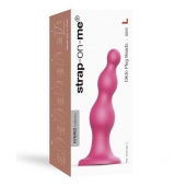 Розовая насадка Strap-On-Me Dildo Plug Beads size L - Strap-on-me - купить с доставкой в Ессентуках