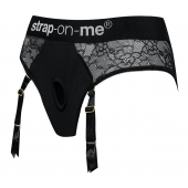 Черные трусики для насадок Diva Lingerie Harness - size L - Strap-on-me - купить с доставкой в Ессентуках