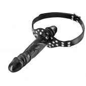 Черный кляп-фаллоимитатор Double Penis Gag - Fetish Tentation - купить с доставкой в Ессентуках