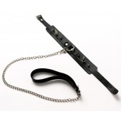 Черный ошейник с шипами и поводком - Crazy Handmade - купить с доставкой в Ессентуках