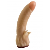 Телесная гелевая насадка-фаллос с клиторальными лепестками - 18,5 см. - LOVETOY (А-Полимер) - купить с доставкой в Ессентуках