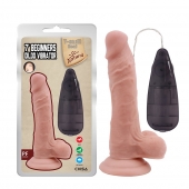 Телесный вибратор с мошонкой на присоске 7 Inch Beginners Dildo Vibrator - 18,6 см. - Chisa